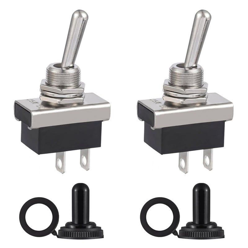 VEXUNGA KN3D-101 Toggle Switch 12V 25A 2 Pin 2 Position On Off SPST Switches with Waterproof Cover for Car (Pack of 2pcs) - Image 1